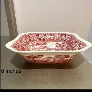Vintage Copeland Spode “Pink Tower” Square Vegetable Serving Dish,old backstamp